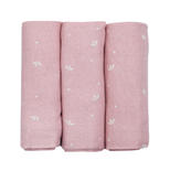 Lot de 3 langes 70x70 cm pétales roses - Rose