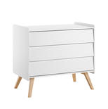 Commode 3 tiroirs Vintage - Blanc/chêne