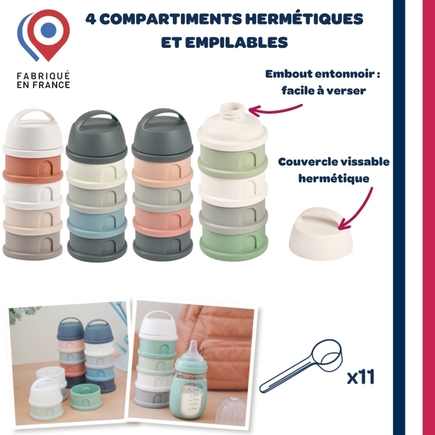 Boite doseuse 4 compartiments - Cotton white/terracotta BEABA - 3