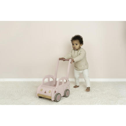 Chariot de marche voiture en bois FSC - Rose LITTLE DUTCH - 7