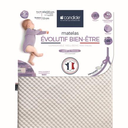 Matelas évolutif bien être déhoussable 360° 60x120x12 cm CANDIDE
