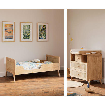 Chambre Duo Lit 70x140 + Commode MARELIA BOIS Naturel THEO - 3