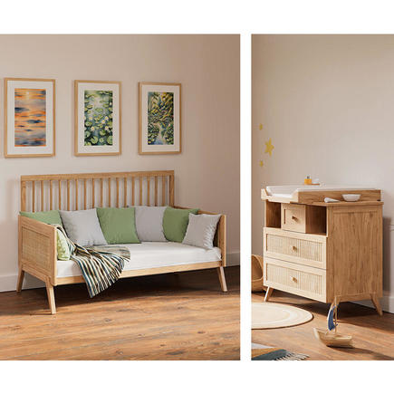 Chambre Duo Lit 70x140 + Commode MARELIA BOIS Naturel THEO - 2
