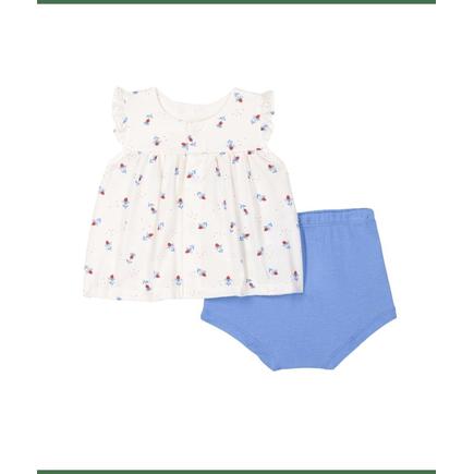 Ensemble 2 pieces marshmallow/multico 1 mois PETIT BATEAU