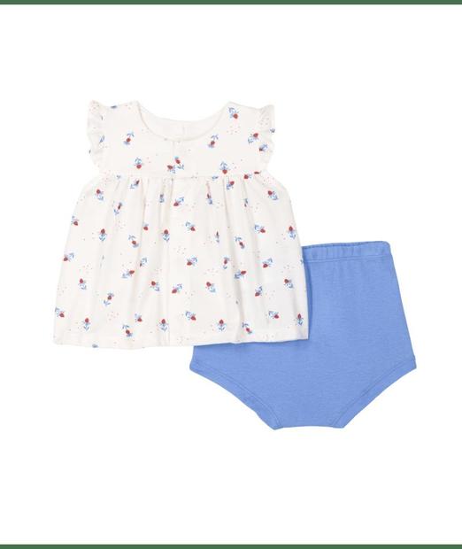 Ensemble 2 pieces marshmallow/multico 1 mois PETIT BATEAU