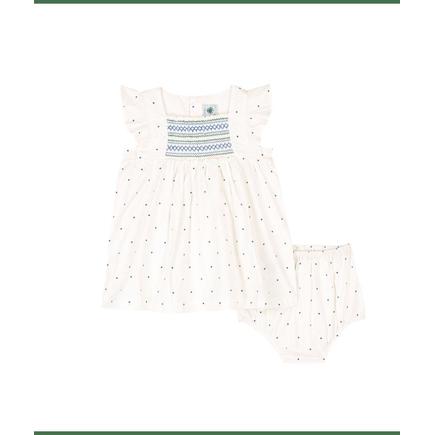 Robe manches courtes + bloomer marshmallow/multico 36 mois PETIT BATEAU