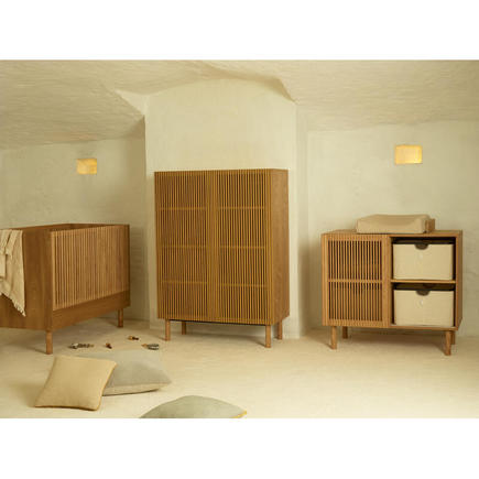 Chambre TRIO Lit 60x120 Commode Armoire HAI NO KI + PAL OFFERT QUAX