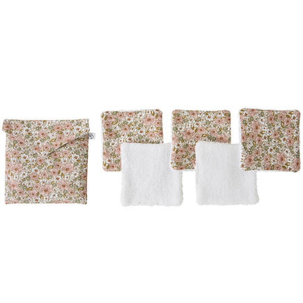 5 lingettes lavables + pochette imprimé liberty - Biscuit BB&CO