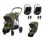 Poussette Jumeaux Gazelle S Moss Green + 2 Cloud T Sepia Black