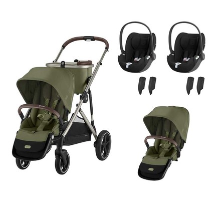 Poussette Jumeaux Gazelle S Moss Green + 2 Cloud T Sepia Black CYBEX
