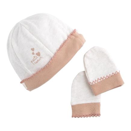 Bonnet et moufles Petit Cœur - Beige SAUTHON Baby déco