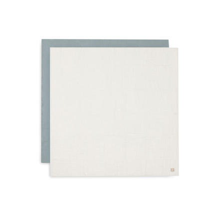Lot de 2 langes en gaze de coton 115x115cm Sea Green/Ivory JOLLEIN