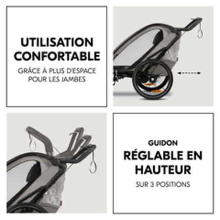 Poussette remorque de vélo Bike N Walk duo Light Grey HAUCK - 4
