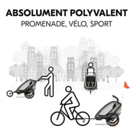 Poussette remorque de vélo Bike N Walk duo Light Grey HAUCK - 7