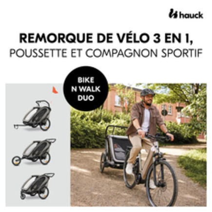 Poussette remorque de vélo Bike N Walk duo Light Grey HAUCK - 2