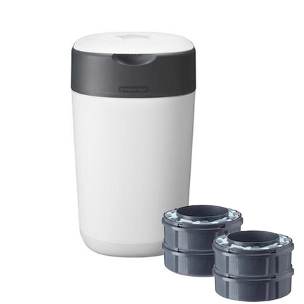 Poubelle à couches Twist & Click Blanc + 4 recharges TOMMEE TIPPEE