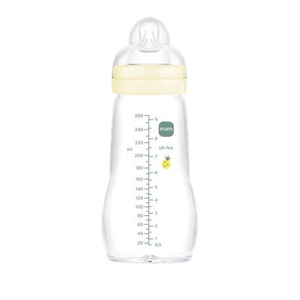 Biberon en verre 260ml Débit 2 0-6m Lin MAM