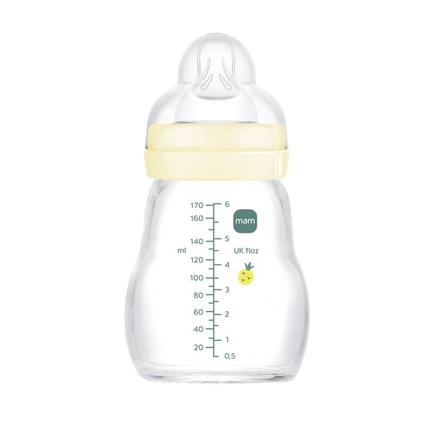 Biberon en verre 170ml Débit 1 0-6m Lin MAM