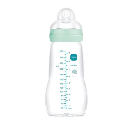 Biberon en verre 260ml Débit 2 0-6m Aqua MAM