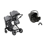 Poussette DUO double Atlantic Twin Grey + I-Snug 2 Shale