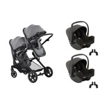 Poussette jumeaux Atlantic Twin Grey + 2 I-snug 2 Shale