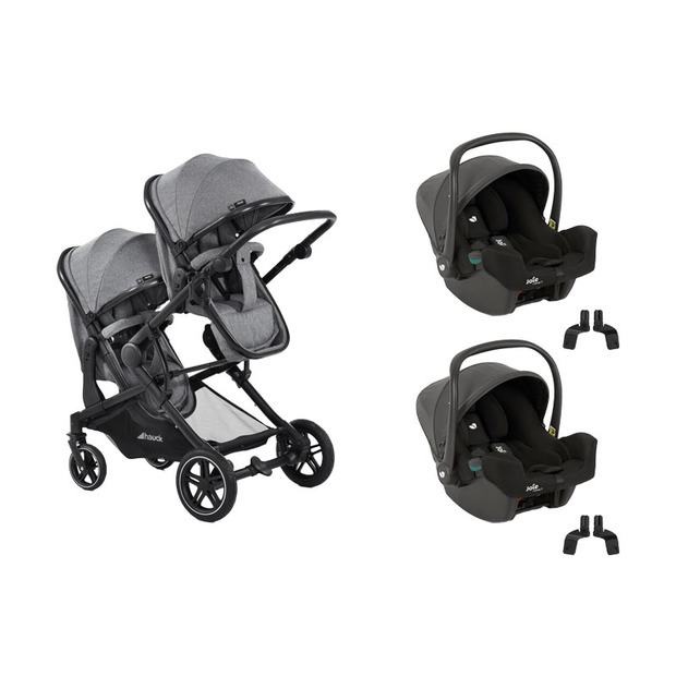 Poussette jumeaux Atlantic Twin Grey + 2 I-snug 2 Shale HAUCK
