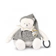 Peluche eveil Bébé Ours Blanc Argente - 30 cm DOUDOU ET COMPAGNIE