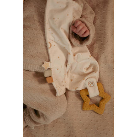 Doudou carré avec anneau de dentition Newborn Naturals Blanc LITTLE DUTCH - 5