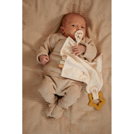 Doudou carré avec anneau de dentition Newborn Naturals Blanc LITTLE DUTCH - 7