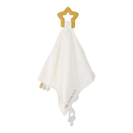 Doudou carré avec anneau de dentition Newborn Naturals Blanc LITTLE DUTCH - 4