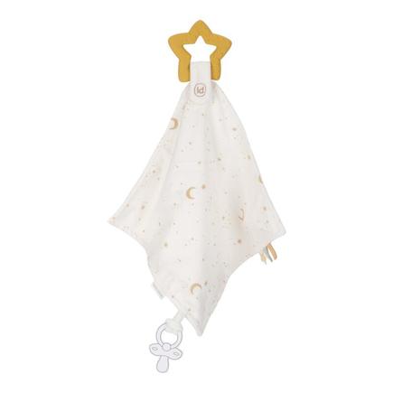 Doudou carré avec anneau de dentition Newborn Naturals Blanc LITTLE DUTCH - 3