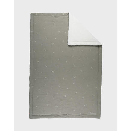 F&O Couverture 100X140cm, mousseline brodée & sherpa - Kaki NOUKIE 'S - 5