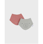 Set 2 bavoirs bandana Eponge & Mousseline - Rouge
