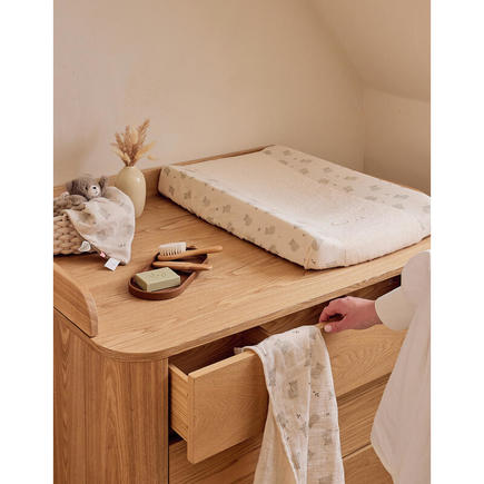 F&O Housse de matelas à langer + mousseline blanc - Ecru NOUKIE 'S
