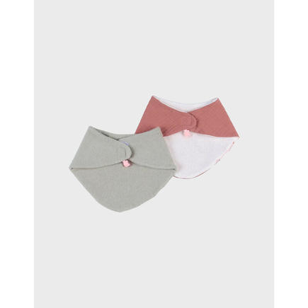 Set 2 bavoirs bandana Eponge & Mousseline - Rouge NOUKIE 'S - 5