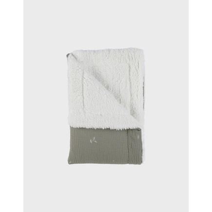 F&O Couverture 75X100cm, mousseline brodée & Sherpa - kaki NOUKIE 'S - 5